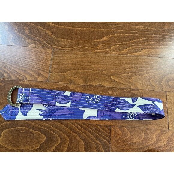 J. Crew NWOT Purple & White Floral SILK Belt O-Rings - Size S/M - 40" Lo… - Picture 6 of 6